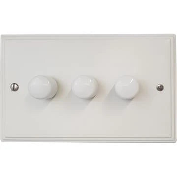 Victorian Flat White 3 Gang LED Dimmer