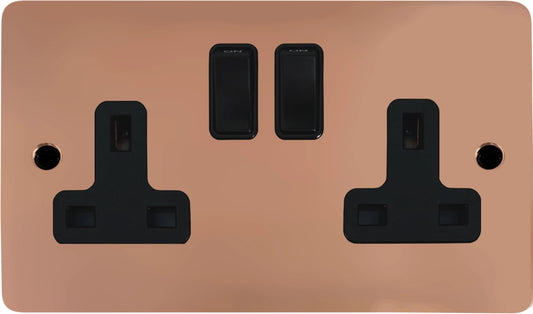 Flat  Bright Copper  2 Gang Socket