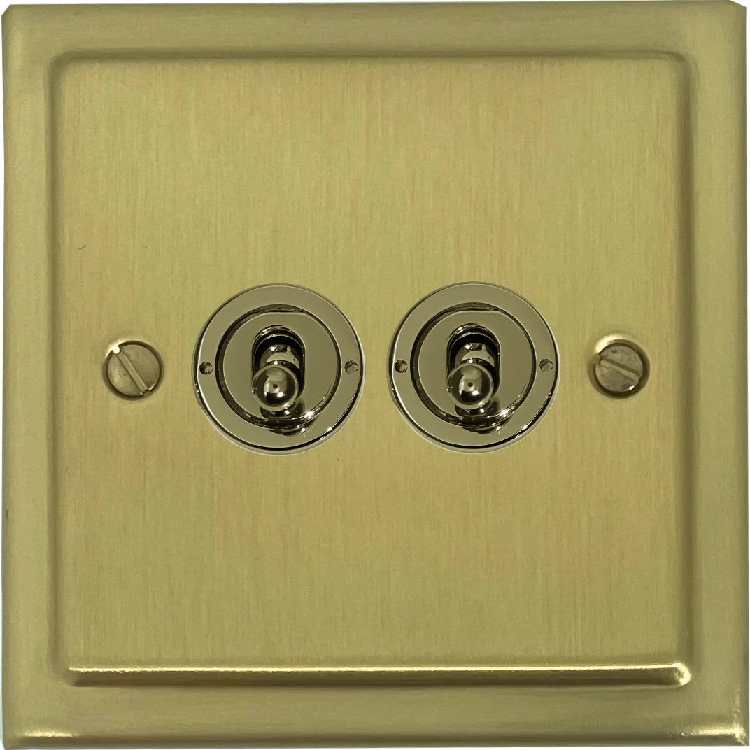 Victorian Satin Brass 2 Gang Toggle
