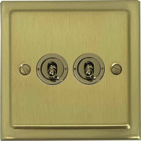 Victorian Satin Brass 2 Gang Toggle
