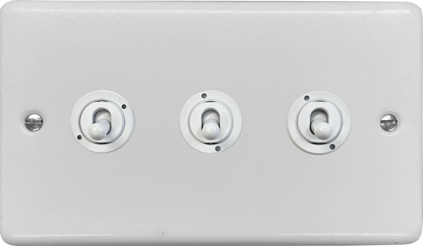 Contour Flat White 3 Gang Toggle (White Toggle)