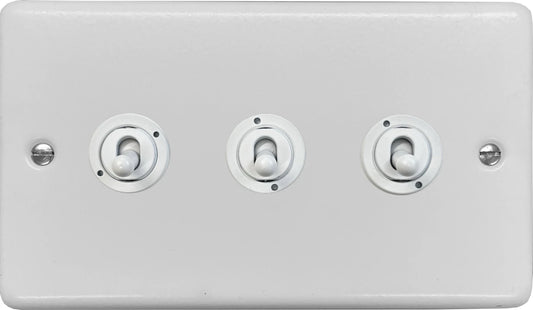 Contour Flat White 3 Gang Toggle (White Toggle)