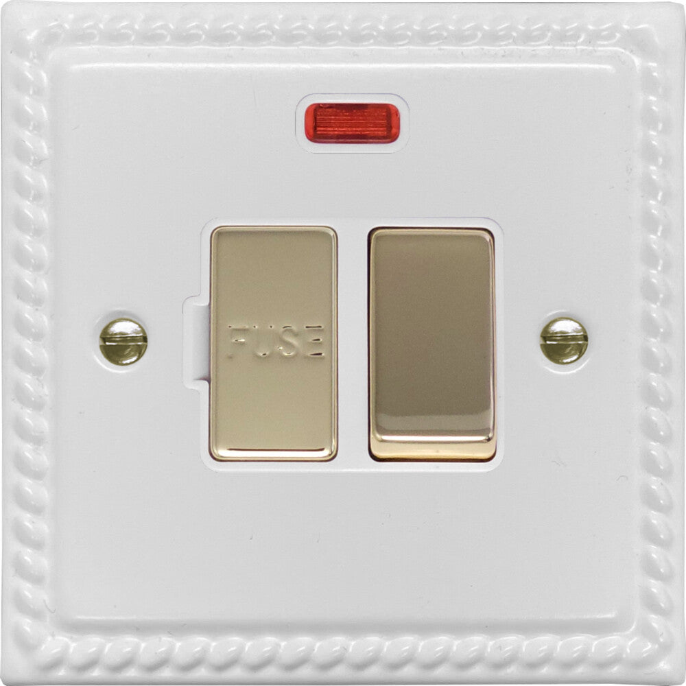 Georgian Flat White Switch Fused Spur & Neon