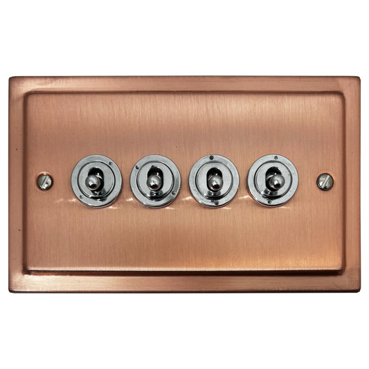 Victorian Rose Gold 4 Gang Grid Toggle Plate