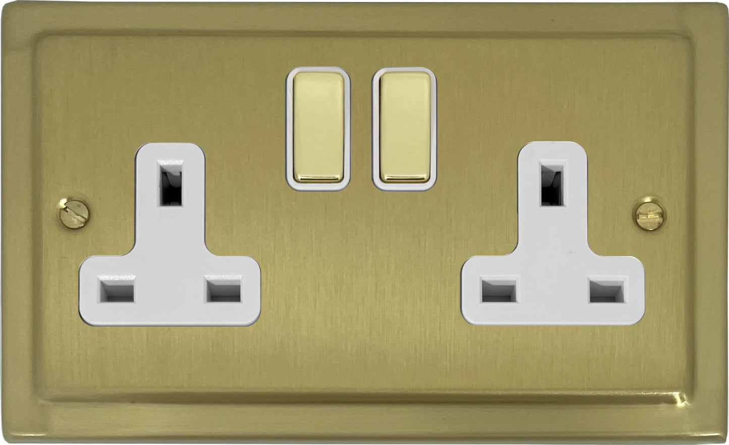 Victorian  Satin Brass  2 Gang Socket