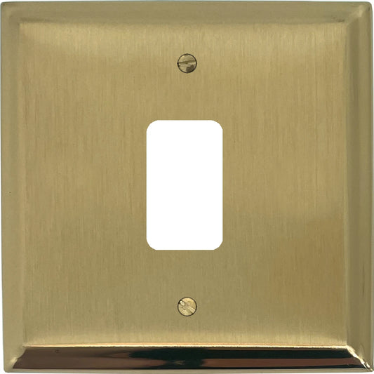 Deco Satin Brass 1 Gang Grid Plate