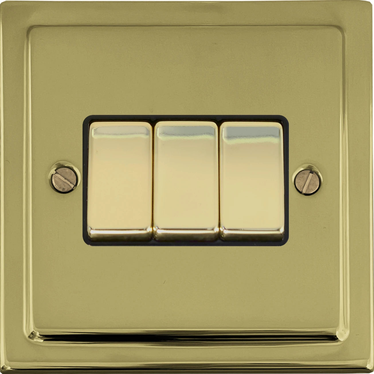 Victorian Polished Brass 3 Gang 2 Way Switch