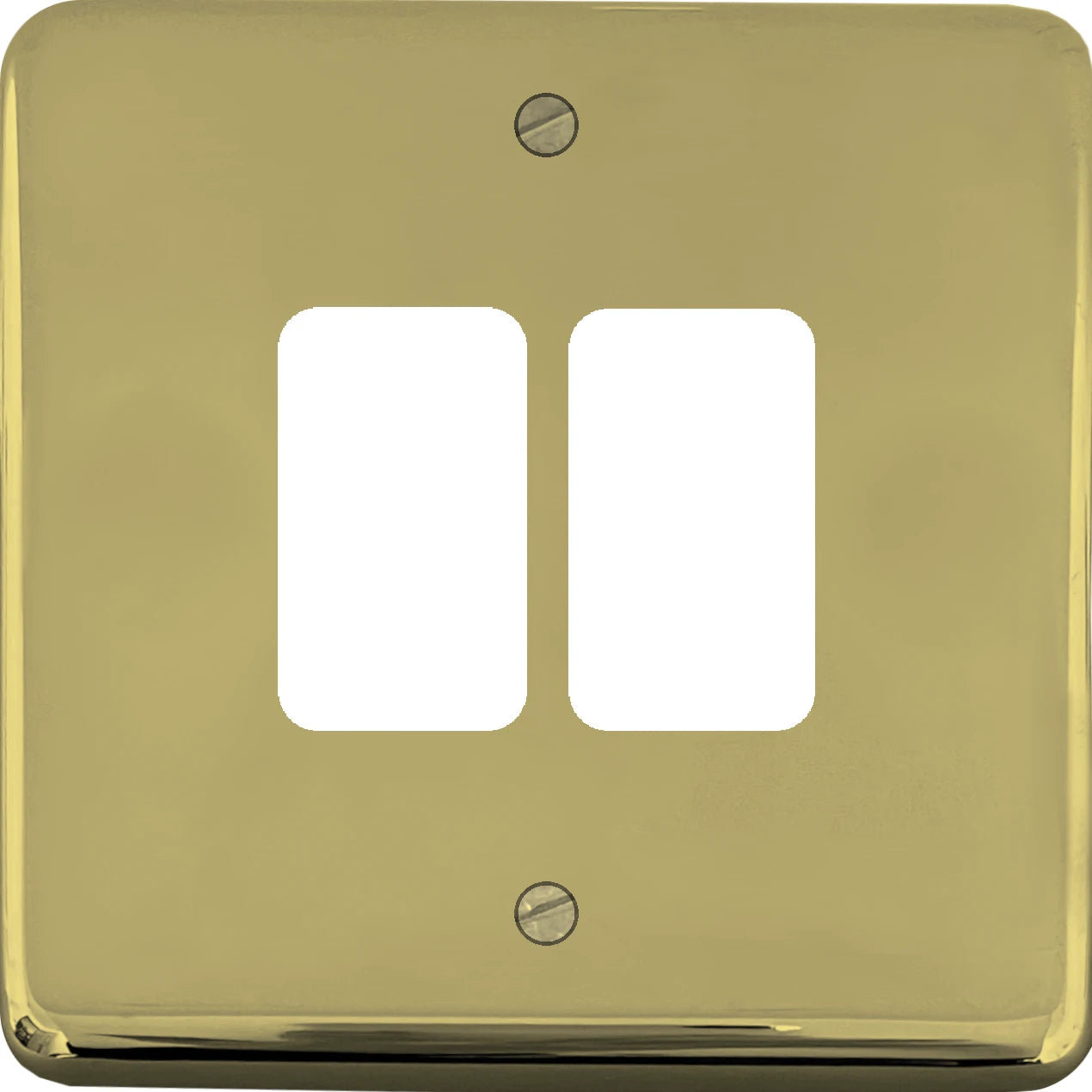Contour Polished Brass 2  Gang Grid Grid Plate