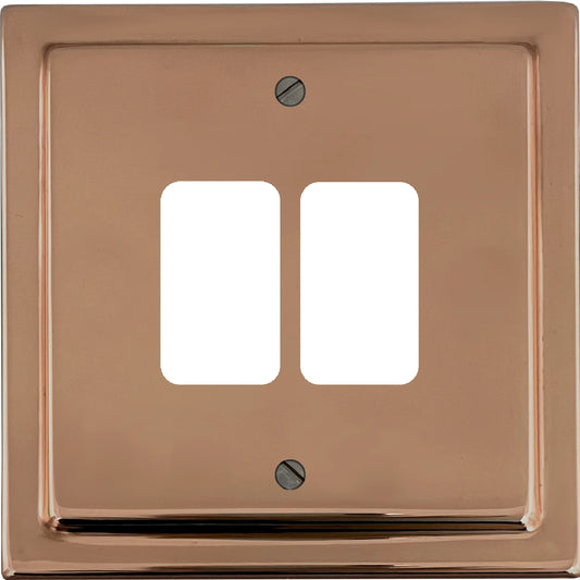 Victorian Polished Copper 2 Gang Grid Plate
