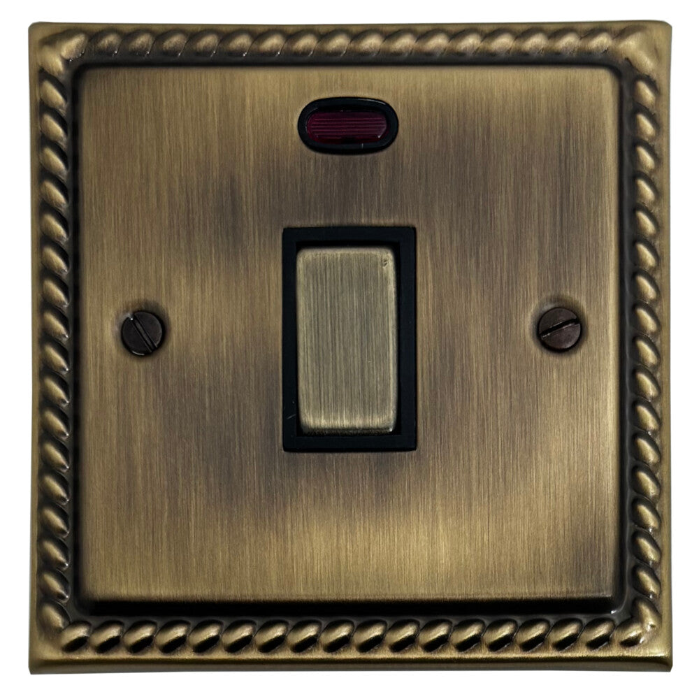 Georgian Light Antique Brass 20 Amp DP Switch (Brass Switch)