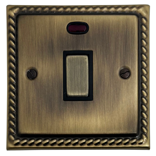 Georgian Light Antique Brass 20 Amp DP Switch (Brass Switch)