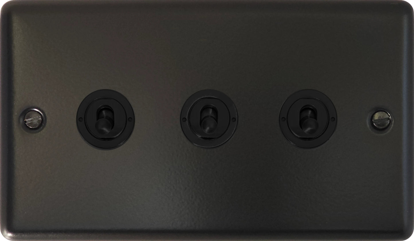 Contour Flat Black 3 Gang Toggle Switch (Black Toggles)
