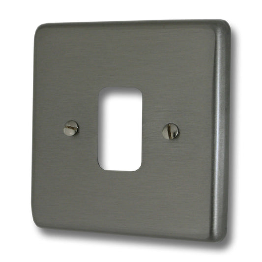 Contour Brushed Steel 1 Gang Grid Plate