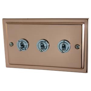 Victorian Polished Copper 3 Gang Toggle (Polished Chrome Toggle)