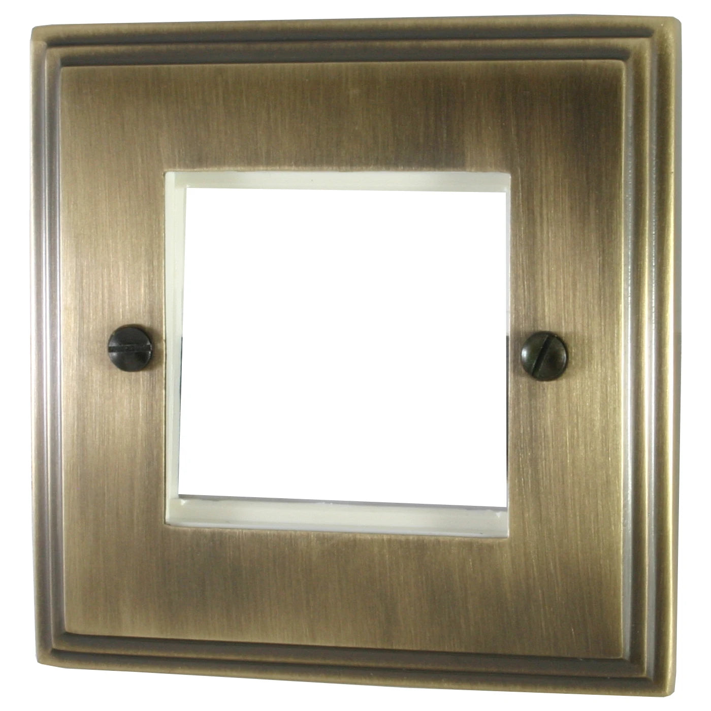 Victorian Antique Brass 1 Gang 2 Module Plate