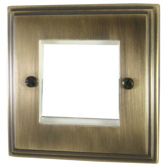Victorian Antique Brass 1 Gang 2 Module Plate