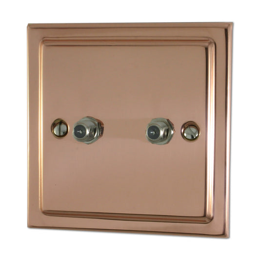 Victorian Polished Copper 2 Gang Satellite Point