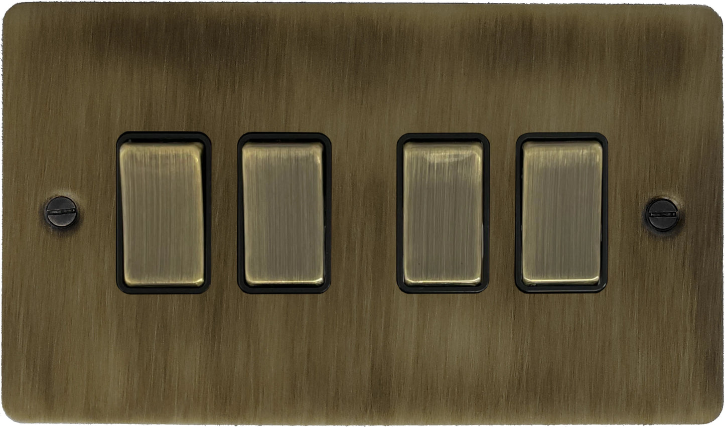 Flat Antique Brass 4 Gang Switch (Brass Switches)