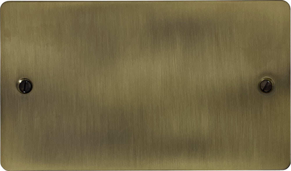 Flat Light Antique Brass 2 Gang Blank