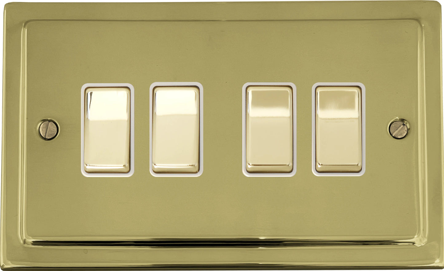 Victorian Polished Brass 4 Gang 2 Way Switch