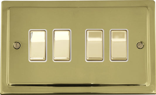 Victorian Polished Brass 4 Gang 2 Way Switch