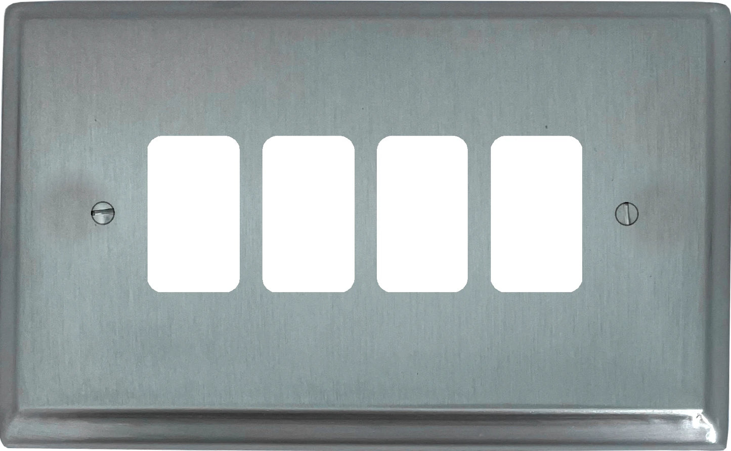 Deco Satin Chrome 4 Gang Grid Plate