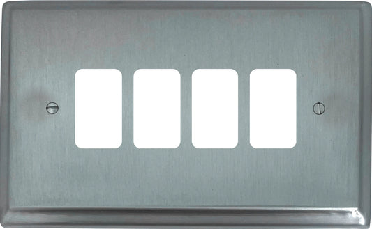 Deco Satin Chrome 4 Gang Grid Plate