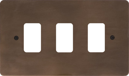 Flat Medium Bronze 3 Gang 2 Way Grid