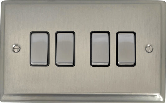 Deco Satin Nickel 4 Gang Switch