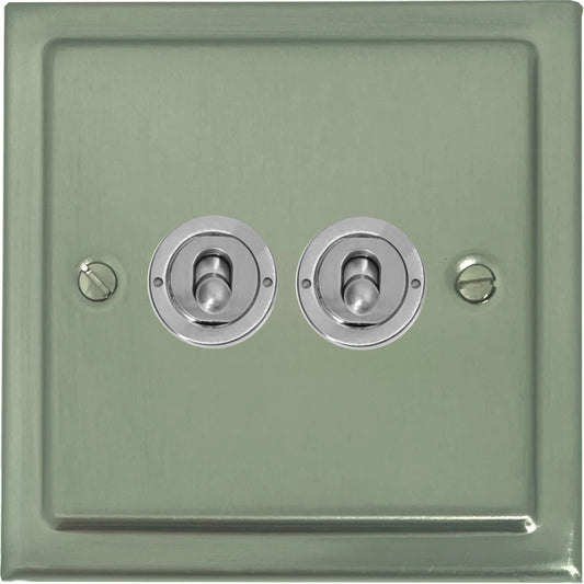 Victorian Satin Nickel 2 Gang Toggle (Brushed Steel Toggle)