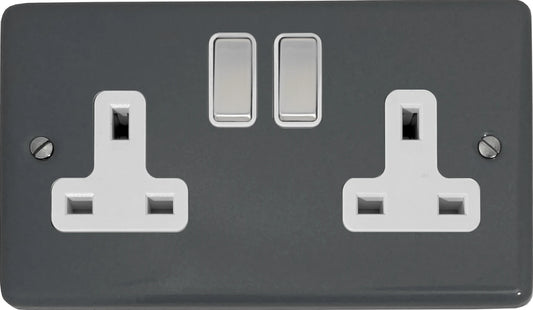 Contour  Dark Grey  2 Gang Socket