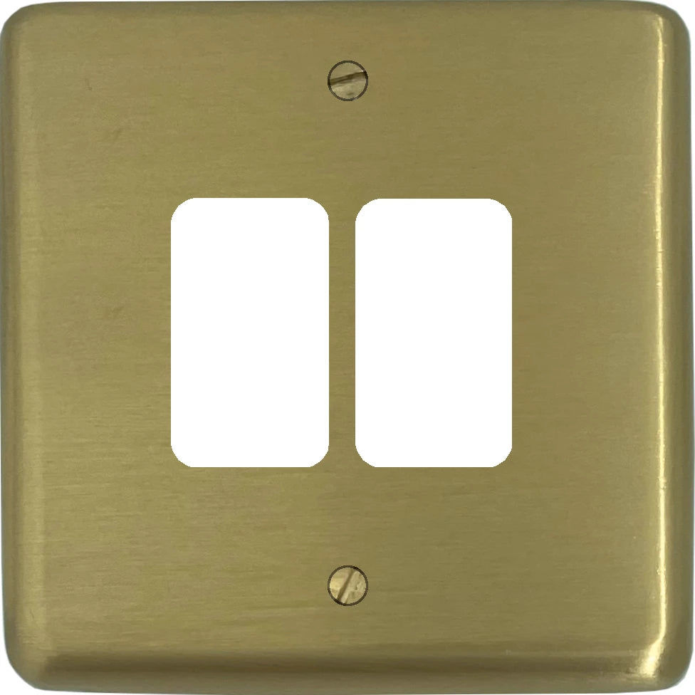 Contour Satin Brass 2 Gang Grid Plate