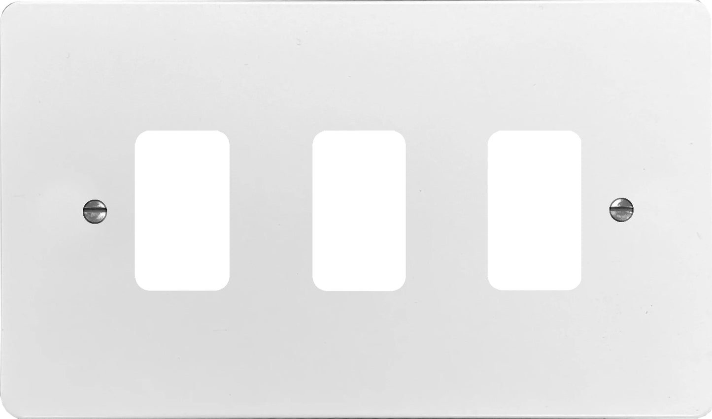 Flat White 3 Gang Grid Plate