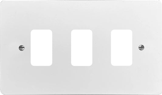 Flat White 3 Gang Grid Plate