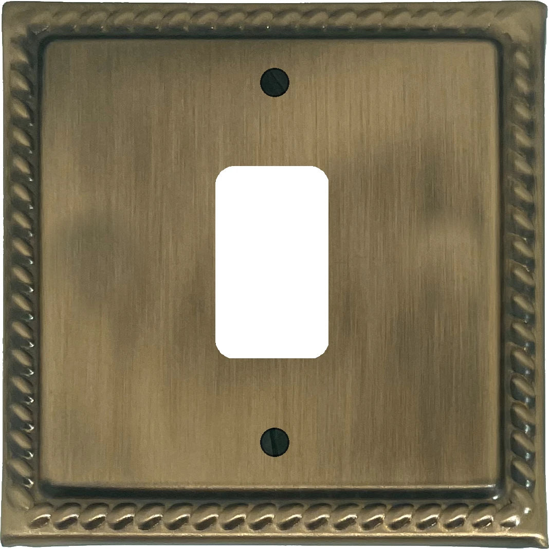 Georgian Light Antique Brass 1 Gang Grid Plate