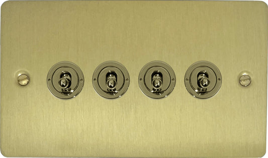 Flat Satin Brass 4 Gang Toggle