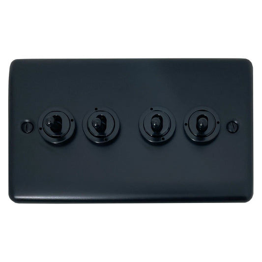 Basics Matt Black 4 Gang 2 Way Toggle