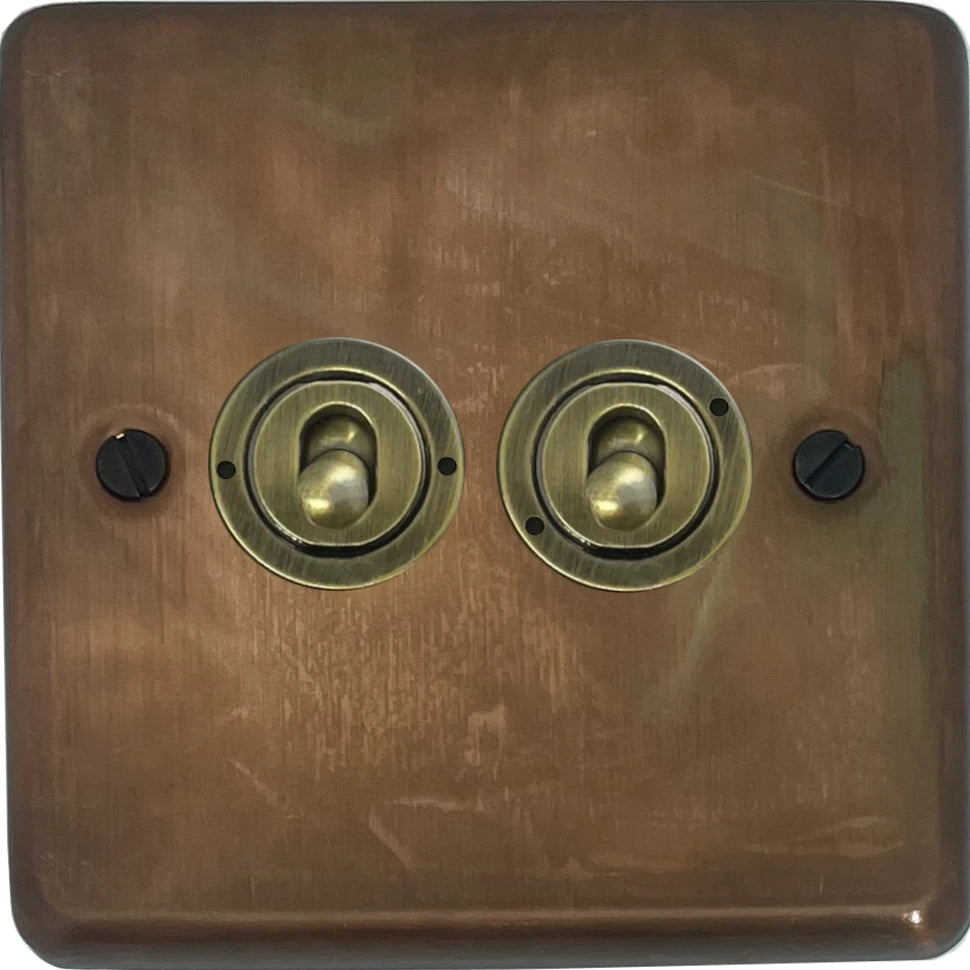 Contour Tarnished Copper 2 Gang Toggle