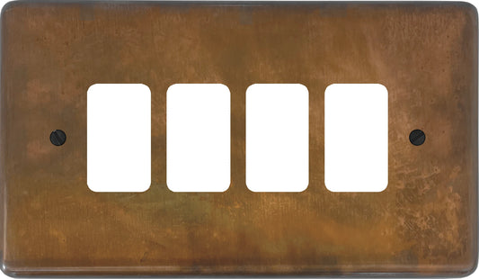 Contour Tarnished Copper 4 Gang Grid Plate
