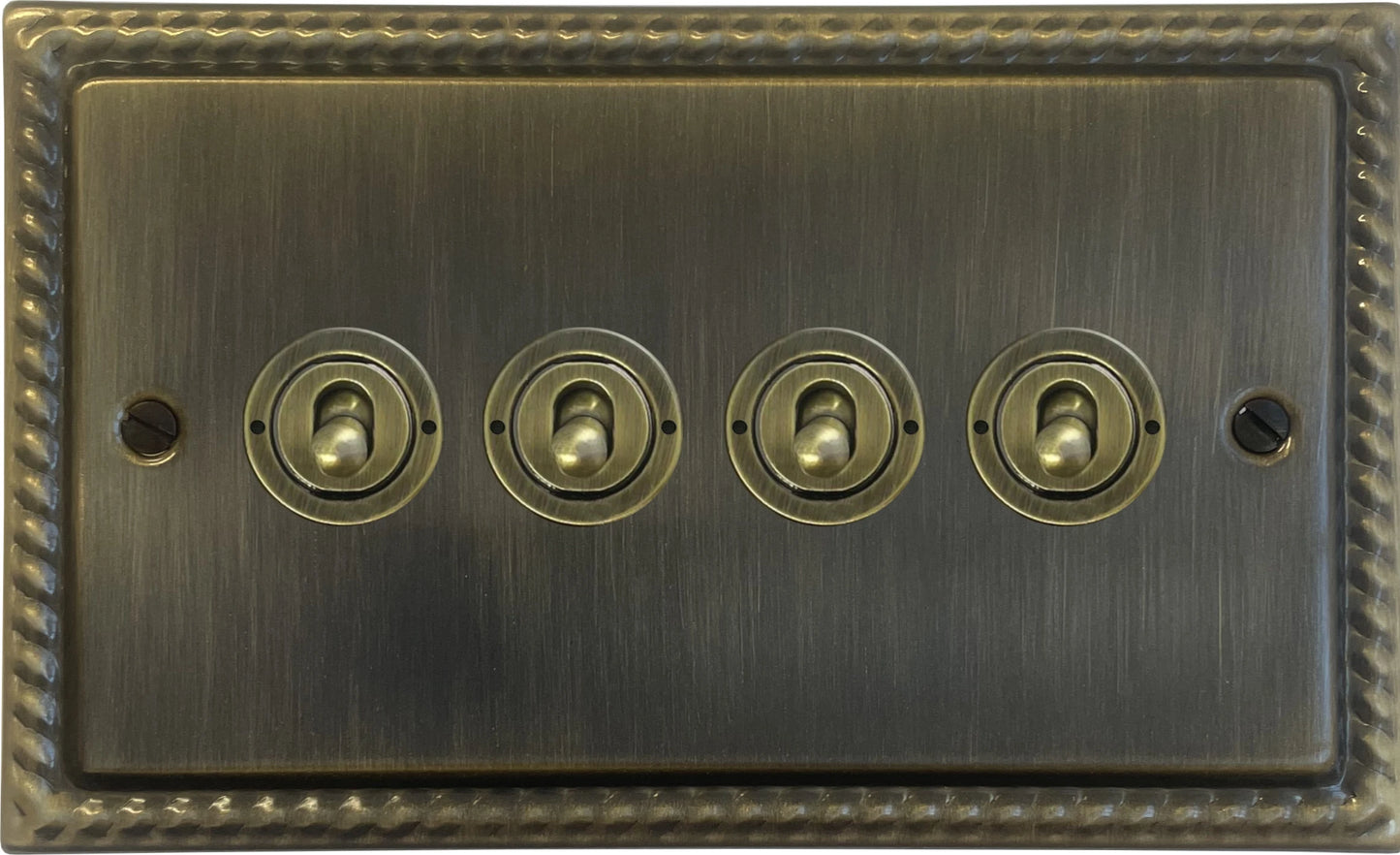 Georgian Antique Brass 4 Gang Toggle Switch