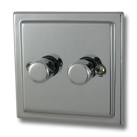 Victorian Polished Chrome 2 Gang LED Dimmer