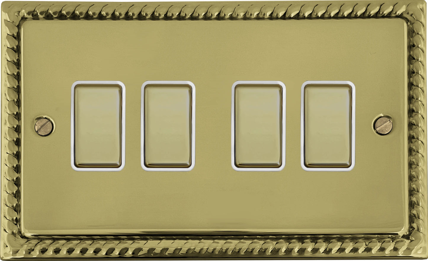 Georgian Polished Brass 4 Gang 2 Way Switch