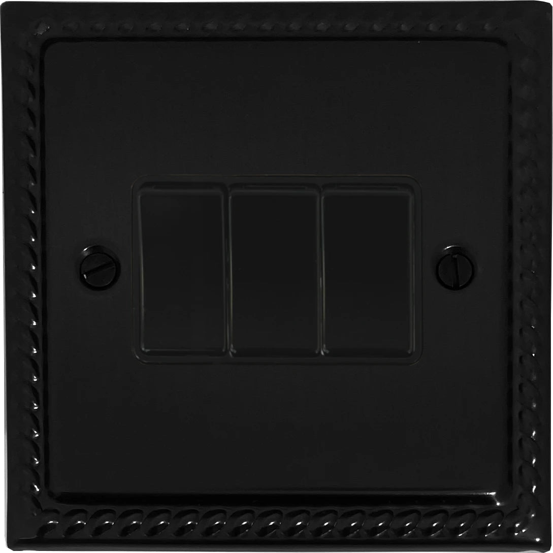 Monarch Flat Black 3 Gang Switch (Black Switches)