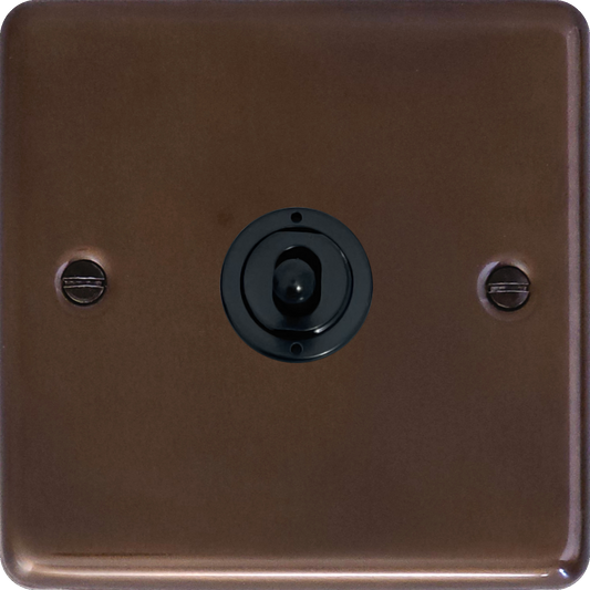 Contour Medium Bronze 1 Gang Toggle Switch (Black Toggle)