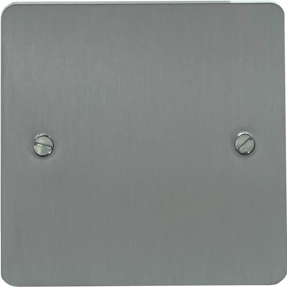 Flat Brushed Steel 1 Gang Blank