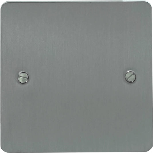 Flat Brushed Steel 1 Gang Blank