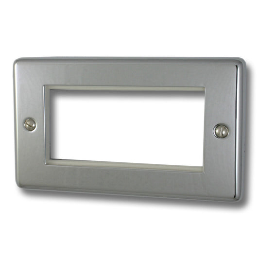 Contour Polished Chrome 2 Gang 4 Mod Plate & Frame