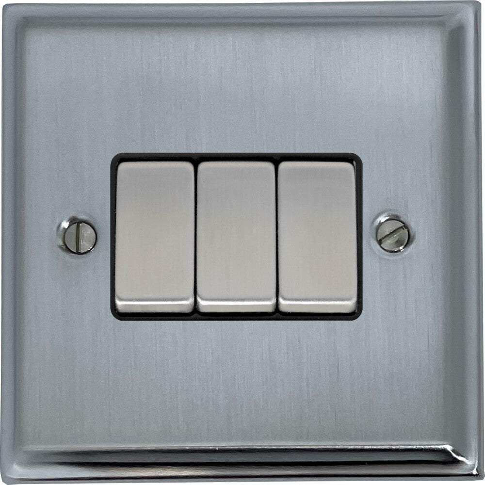 Deco Satin Chrome 3 Gang 2 Way Switch
