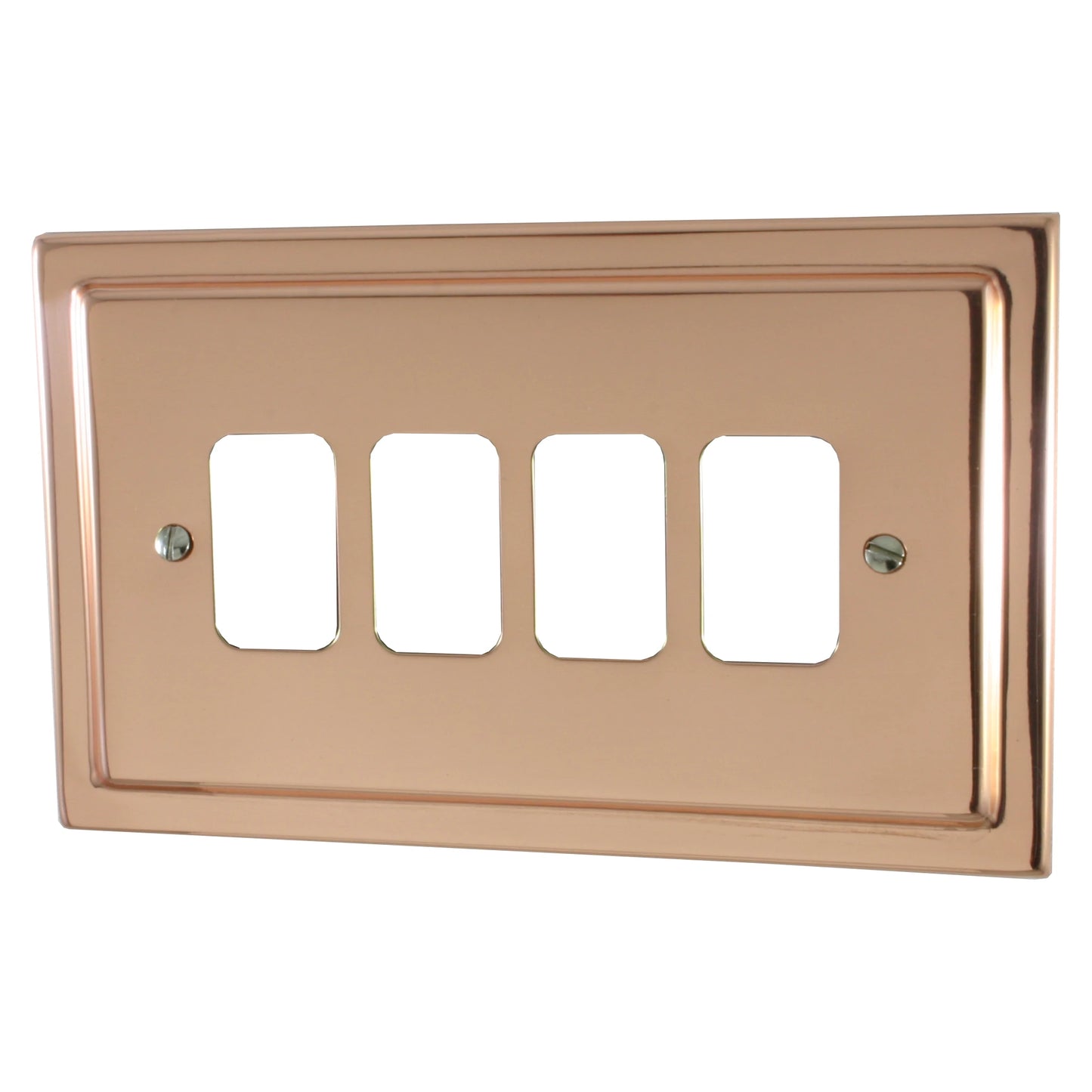 Victorian Polished Copper 4 Gang Grid Plate