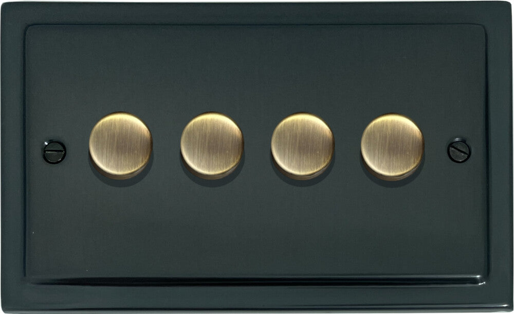 Victorian Black Bronze 4 Gang  LED Dimmer